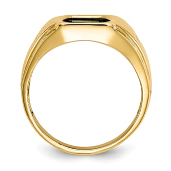 10K Yellow Gold Onyx and 0.01ct Diamond Men's Cross Ring