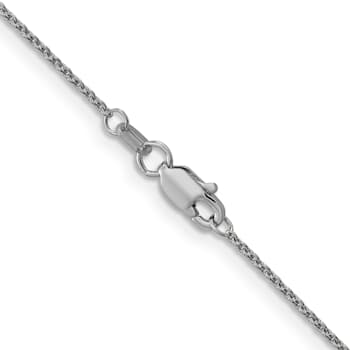 Rhodium Over 18K White Gold 1.15mm Solid Diamond-Cut Cable 20 Inch Chain