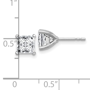 Rhodium Over 14K White Gold 1.25ct. VS/SI GH+, Lab Grown Princess
Diamond 4 Prong Earrings