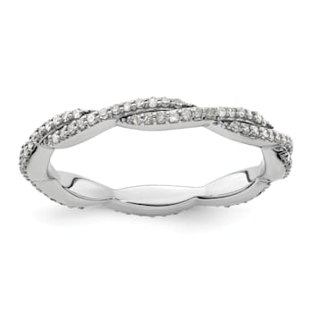 Sterling Silver Stackable Expressions Polished Diamond Ring 0.264ctw