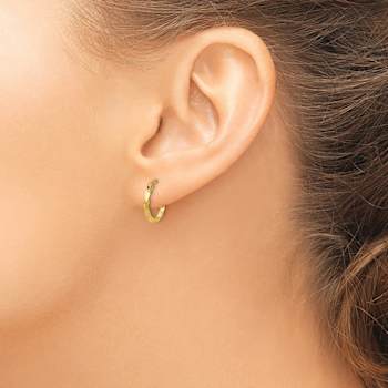 14k Yellow Gold 3/8" Twist Polished Hoop Earrings