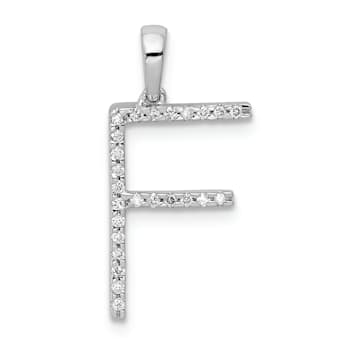 Rhodium Over 14K White Gold Diamond Letter F Initial Pendant