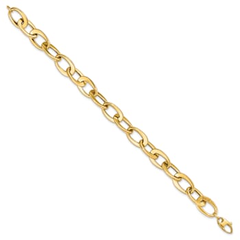 14k Yellow Gold 9.7mm Polished Fancy Link Bracelet
