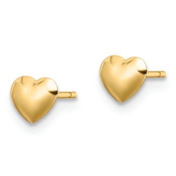 14k Yellow Gold Polished Children's Heart Stud Earrings