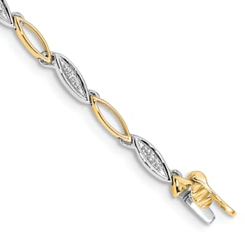 14k Yellow Gold and 14k White Gold Diamond Link Bracelet