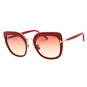 Tom Ford Shiny Red Oversize Frame / Gradient Bordeaux Lenses Sunglasses