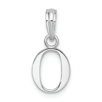 Sterling Silver Polished Block Initial -O- Pendant