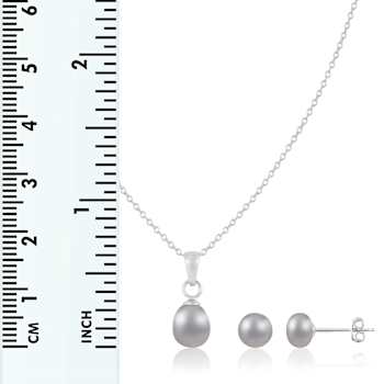 6mm Platinum Cultured Freshwater Pearl Rhodium Over Sterling Silver
Pendant & Earring Set