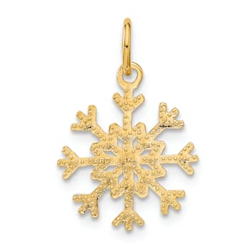 14K Yellow Gold Snowflake Charm Pendant