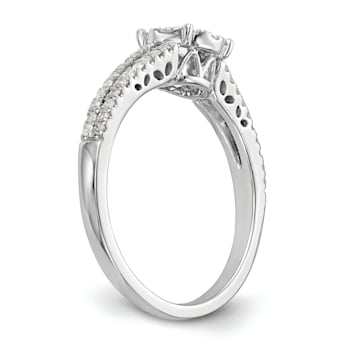 Rhodium Over 14K White Gold Diamond Cluster Engagement Ring 0.47ctw