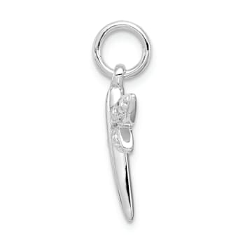 Rhodium Over Sterling Silver Cubic Zirconia Dragonfly Pendant