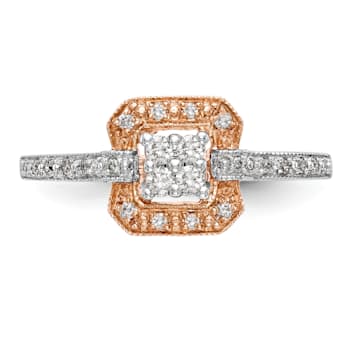 14K Rose Gold Diamond Cluster Engagement Ring 0.19ctw