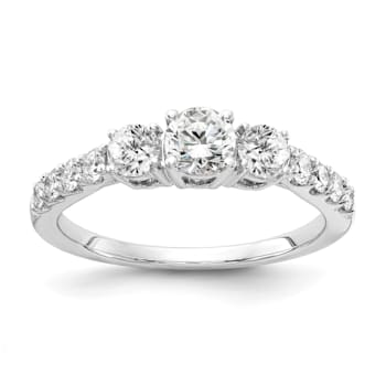 Rhodium Over 14K White Gold Lab Grown Diamond SI1/SI2, G H I, 3-Stone
Engagement Ring