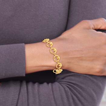 14k Yellow Gold Diamond-Cut Claddagh Link Bracelet