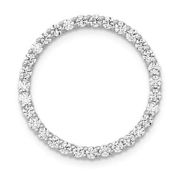 Rhodium Over 10k White Gold 0.62 ctw Diamond Circle Chain Slide Pendant