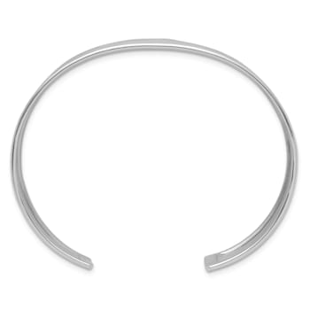 Rhodium Over Sterling Silver 19mm Hammered Cuff Bracelet