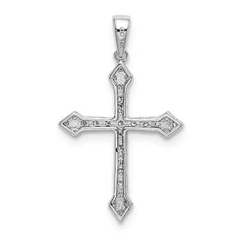 Rhodium Over 14k White Gold Diamond Cross Pendant