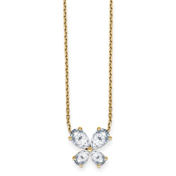 14K Yellow Gold Butterfly Pendant G H I True Light Moissanite Pendant
with Chain