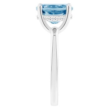 10x8mm Oval Sky Blue Topaz With Diamond Accents Rhodium Over Sterling
Silver Hidden Halo Ring