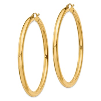 14k Yellow Gold 2 3/8" Polished Tube Hoop Earrings
