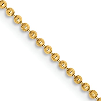 14K Yellow Gold 1.2mm Diamond-cut Beaded Pendant Chain Necklace