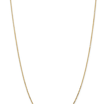 14k Yellow Gold 1.4mm Solid Diamond-Cut Round Open Link Cable 14 Inch Chain
