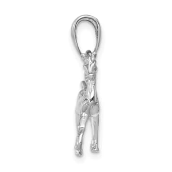 Rhodium Over 14k White Gold Solid 3D Polished Horse Pendant