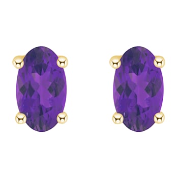 5x3mm Oval Amethyst 14k Yellow Gold Stud Earrings