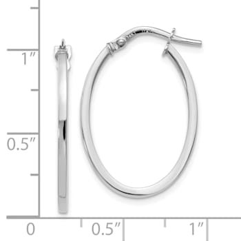 10k White Gold Polished Oval Hoop Earrings