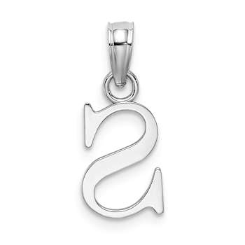 Rhodium Over 14k White Gold Polished Block Letter S Initial Pendant