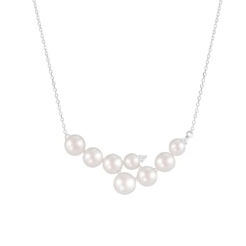 5-5.5mm White Cultured Freshwater Pearl Sterling Silver Pendant W/Chain