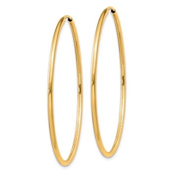14k Yellow Gold 1 5/8" Polished Round Endless Hoop Earrings