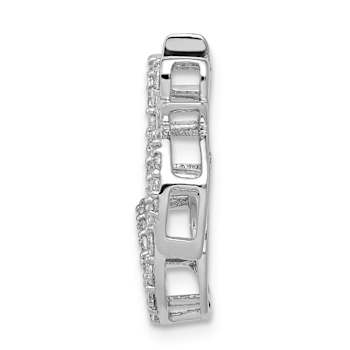Rhodium Over 14k White Gold Diamond Om Symbol Chain Slide Pendant