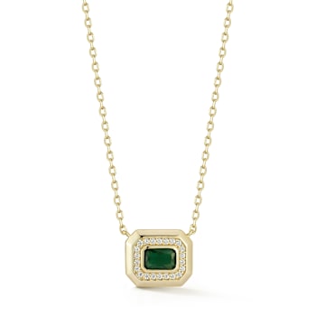 Rachel Zoe Green Radiant-Cut CZ Pendant Necklace in 14K Gold Over
Sterling Silver