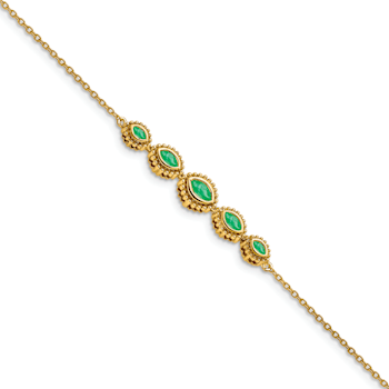 14k Yellow Gold Marquise Emerald Bracelet