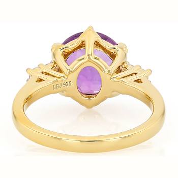 Amethyst And Lab-Grown Diamond Ring In 18K Gold Over Sterling Silver 3.05ctw