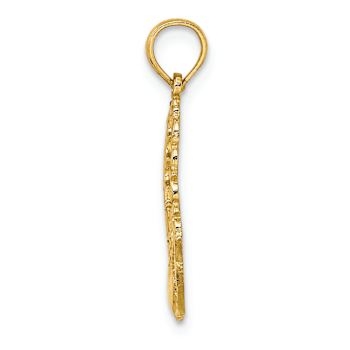 14k Yellow Gold Claddagh in Oval with Lace Trim Charm