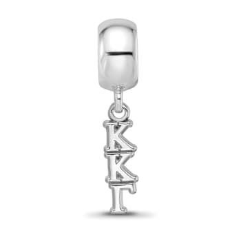 Rhodium Over Sterling Silver LogoArt Kappa Kappa Gamma Vertical Letter Bead