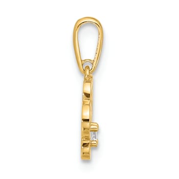 14K Yellow Gold Polished Cubic Zirconia Paw Print Pendant