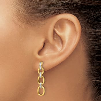 14K Yellow Gold Lab Grown Diamond SI1/SI2, G H I, Fancy Link Post Dangle Earrings