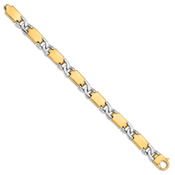 14k Yellow Gold and 14k White Gold 10.9mm Hand-polished Solid Gold Fancy
Link 20 Inch Chain