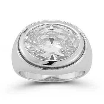 Rachel Zoe CZ Bold Dome Ring in Rhodium Over Sterling Silver