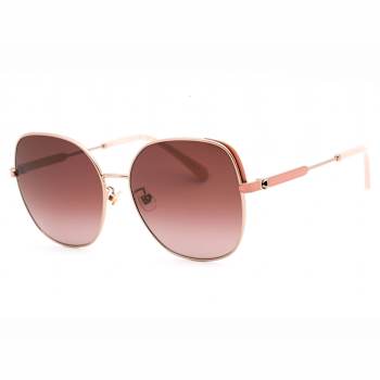Kate Spade Yara Red Gold Square Frame / Pink Lenses Sunglasses