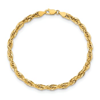 14k Yellow Gold 4.75mm Rope Link Bracelet, 8 Inches