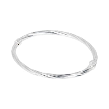 Sterling Silver 4 mm Twisted Oval Hinged Bangle