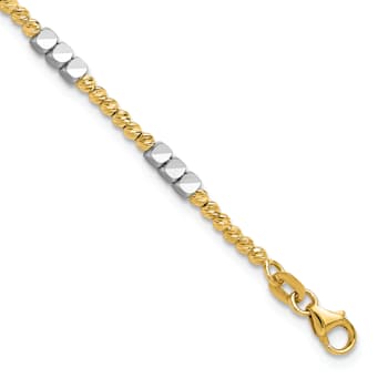 14K Two-tone Diamond-cut Beaded 7.5-inch Bracelet