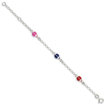 Sterling Silver Multi-color Enamel Ladybugs with 1-inch Extensions
Children's Bracelet
