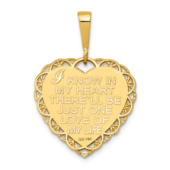 14k Yellow Gold Textured Reversible I Love You Heart Pendant