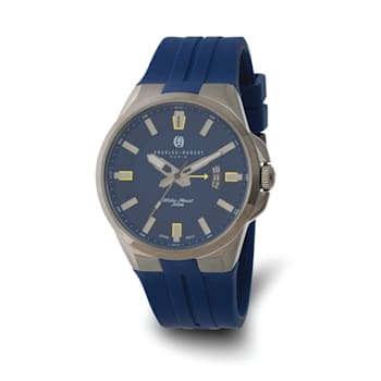 Charles Hubert Gun Metal IP-plated Stainless Steel Blue Dial Watch