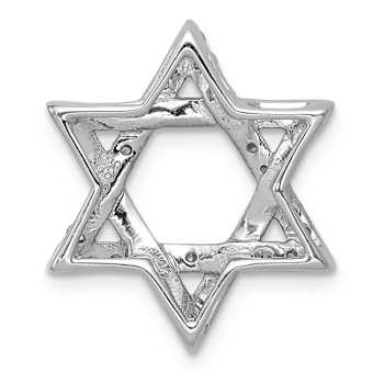 Rhodium Over 14k White Gold Diamond Star of David Chain Slide Pendant
